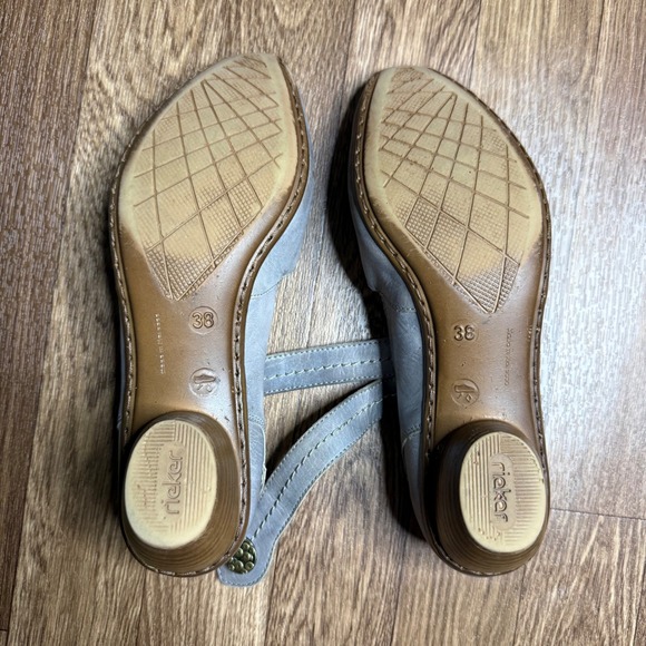 Rieker Antistress Leather Slingback Block Heel Comfort Casual Shoes - Picture 5 of 8